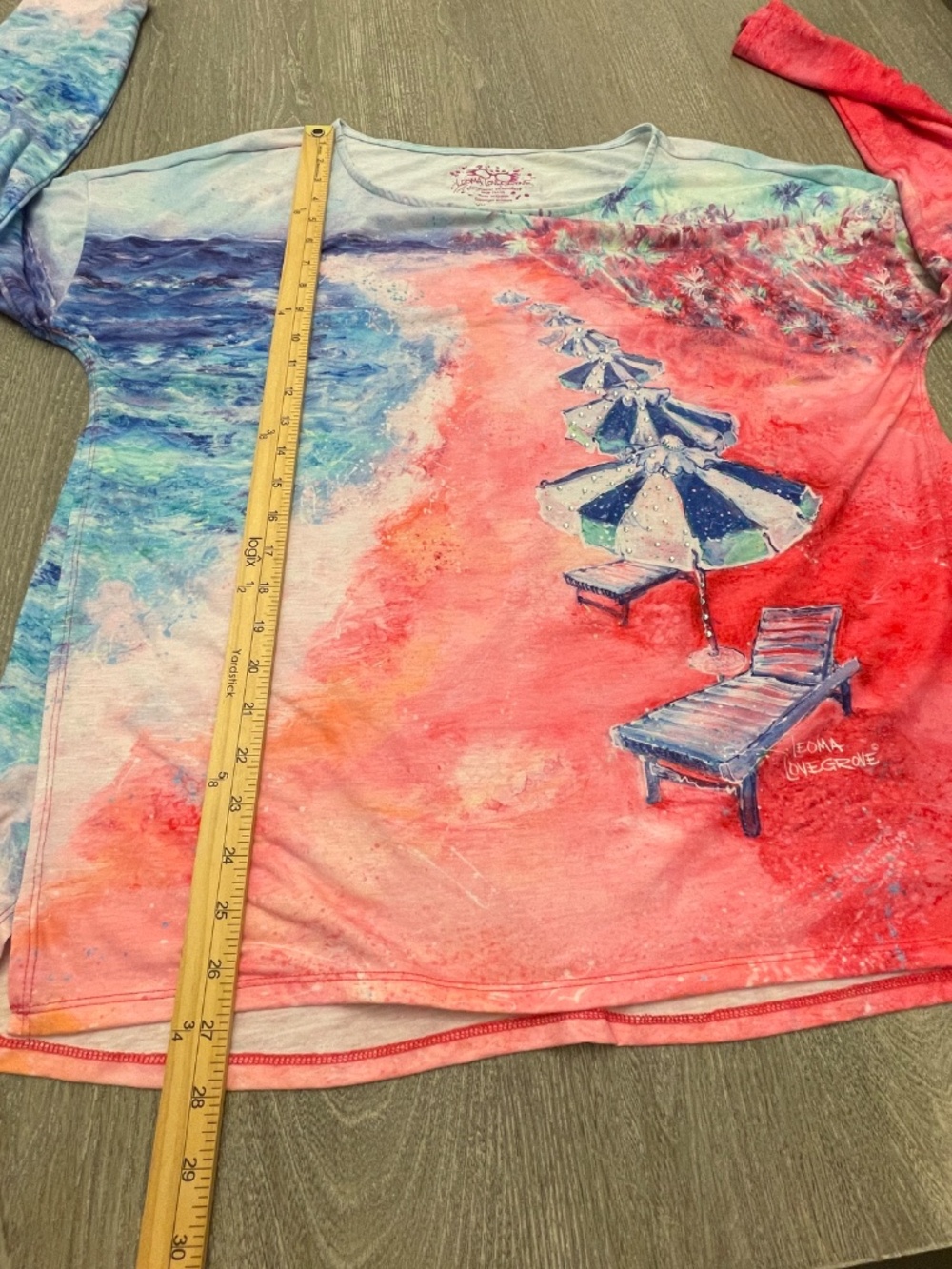 Leoma Lovegrove Shirt Women's XXL Long Sleeve Pullover Beach Umbrellas Art - Picture 10 of 11